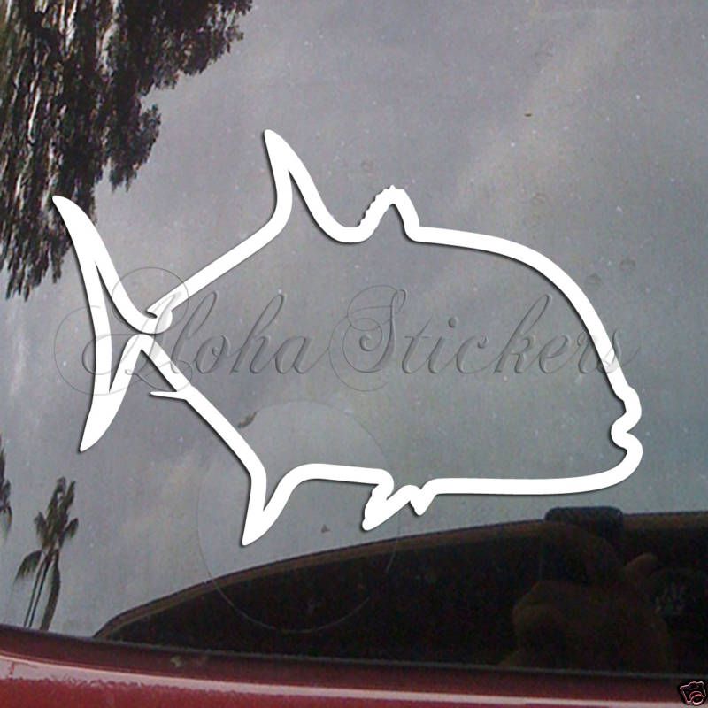 ULUA GIANT TREVALLY FISH Outline Boat Vinyl Decal OC14  