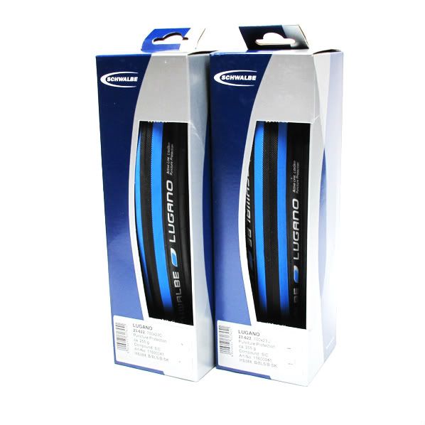   2x) Schwalbe Lugano HS384 700x23c Blue Folding Road Bike Tires  