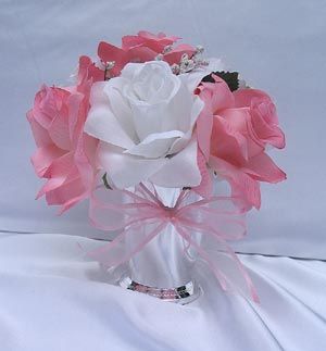 21pcs Bridal bouquet wedding flowers PINK MAUVE IVORY  