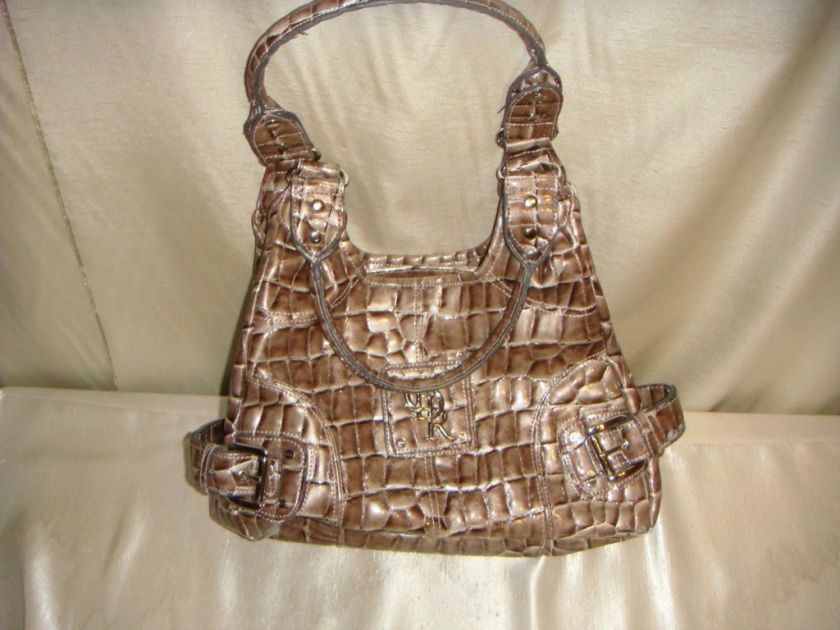 Genna De Rossi Brown Croc Handbag Purse Used Good  