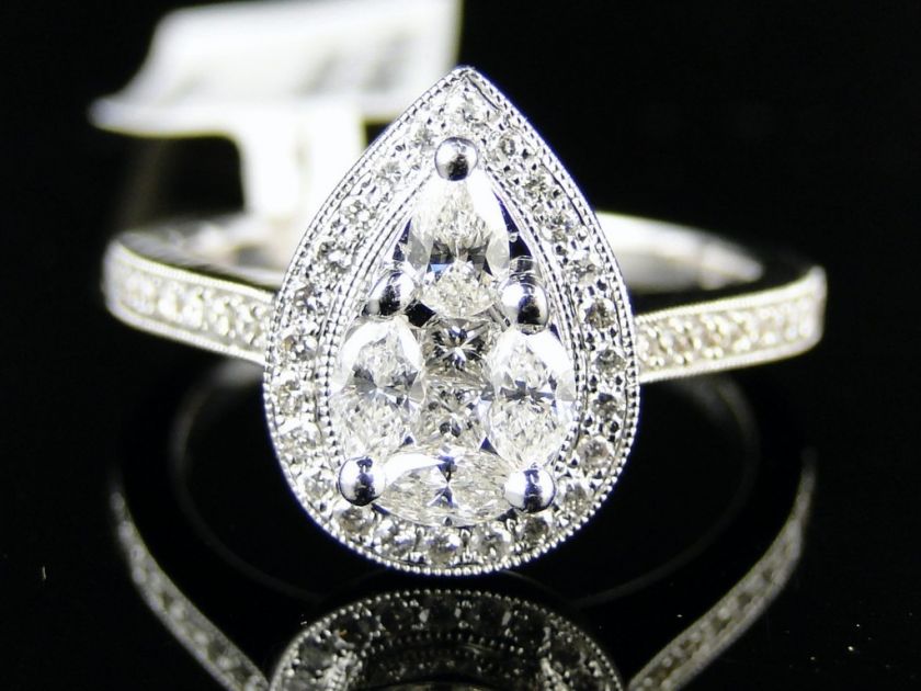 14K BRIDAL ENGAGEMENT DIAMOND PEAR SHAPE SOLITAIRE RING  