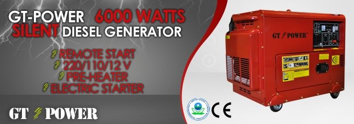 KW GT POWER PORTABLE QUIET DIESEL GENERATOR REMOTE ELECTRIC 