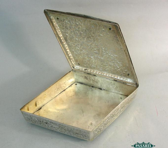 Persian Silver Rhombus Jewelry Box / Casket Iran Ca1900  