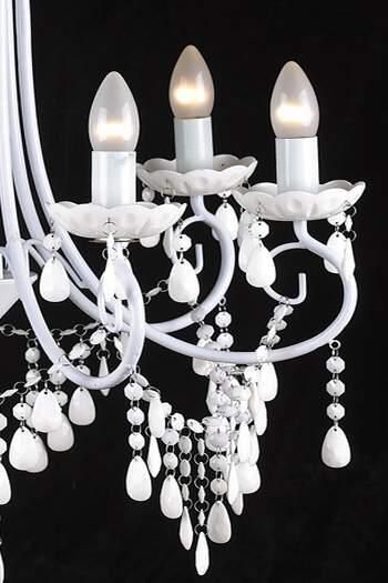 NEW Shabby WHITE CRYSTAL CHANDELIER 6 Arm LIGHT Ceiling Lamp Large 