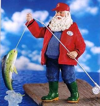 FABRICHE *Gone Fishing* SANTA CATCHES THE BIG ONE, NIB  