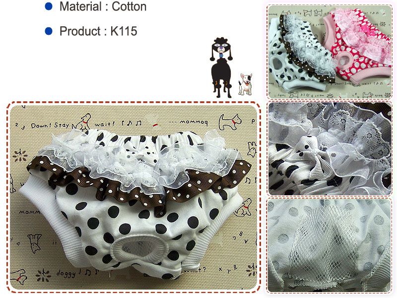Female Dog Diaper Pants K115,Polka Dots Sanitary Napkin  