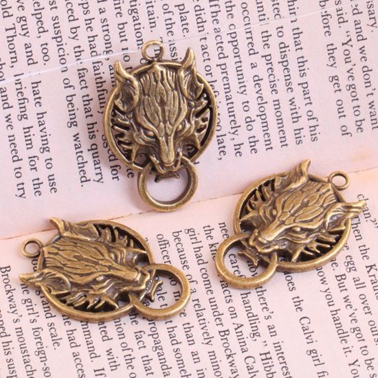 5X BRONZE METAL FINAL FANTASY WOLF COSPLAY PENDANT BEAD  