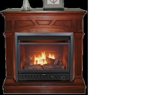   Cherry Corner or Flat Wall Fireplace Dual Fuel Gas Logs 28K BTU  