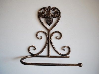 Wrought IronFrench Style Fleur De Lis Towel Ring /Rail  