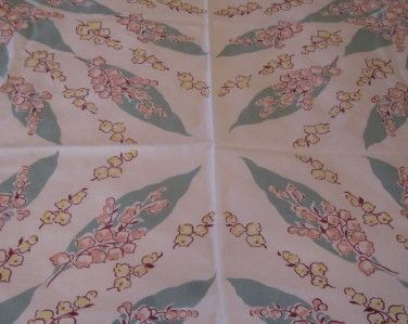 Nice Vintage Fifties 50s Lily of the Valley Floral Tablecloth  