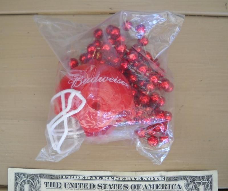 NIP BUDWEISER RED FOOTBALL HELMET PARTY BEAD NECKLACE  