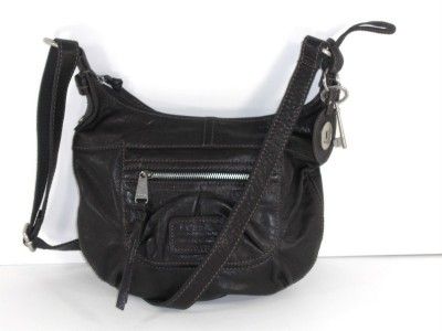 Fossil Black Heirloom Leather Cross Body Handbag Purse Authentic 