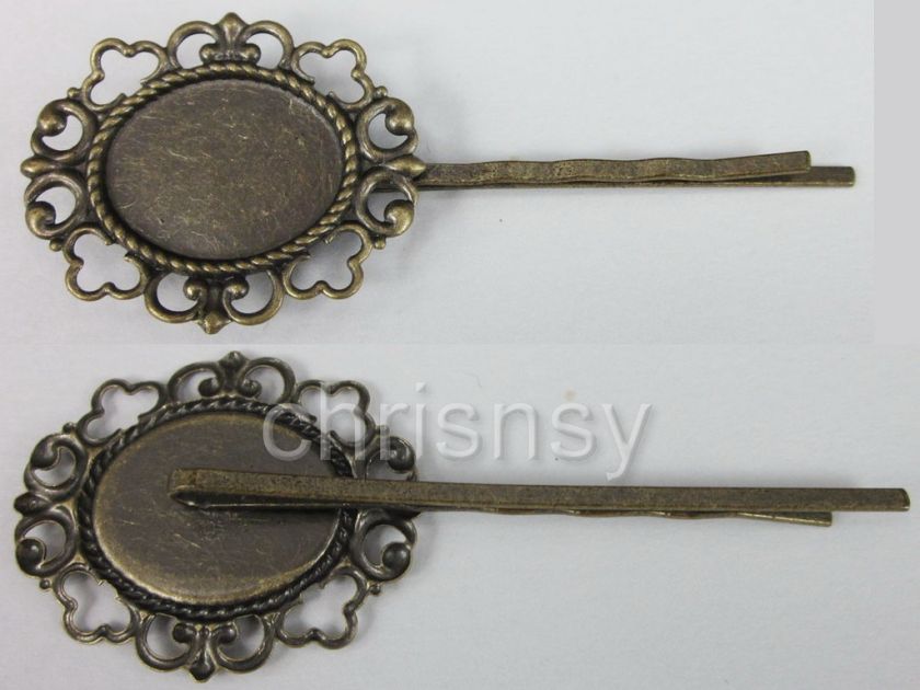 20x Hair Pins Oval Filigree Antique Bronze Plated c0282  