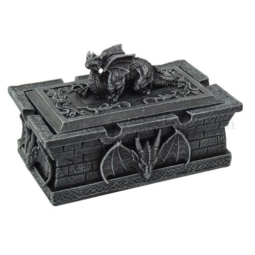 Item WINGED DRGAON TOMB BOX JEWELRY BOX FIGURINE STATUE.GOTHIC STYLE 