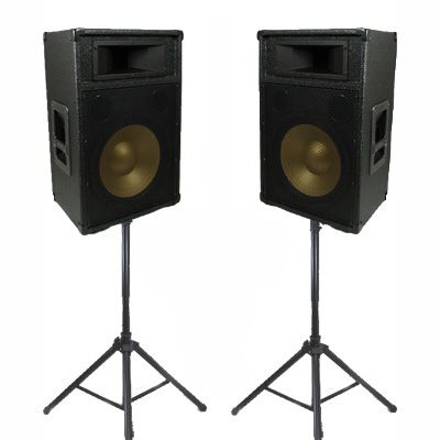 PA DJ Speakers with Stands Karaoke Set 1400 Watts New PPT12CSET1 