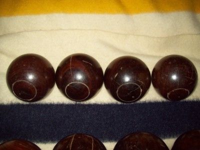   ANTIQUE QUEBRACHO HARDWOOD BOCCE BALLS LAWN BOWLING SET MARKED  