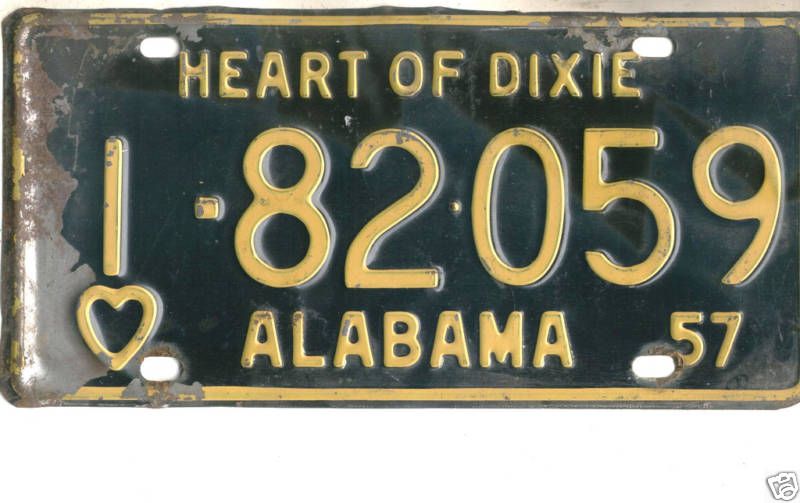 1957 ALABAMA~1 82 059~LICENSE PLATE TAG  