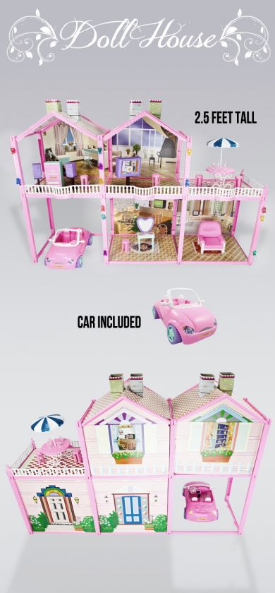 NEW Toy Dollhouse Girl Child Playset Fits Barbie Size Doll Sport Car 