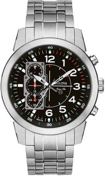 Bulova Marine Star Black Dial Mens Watch 96A116  