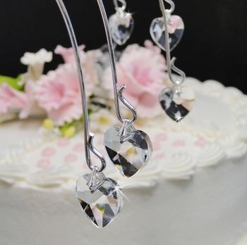 Swarovski Crystal Heart Drops Cake Jewelry Topper  