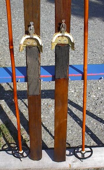 VINTAGE Wooden Skis 62 POINTS + Bamboo Poles  