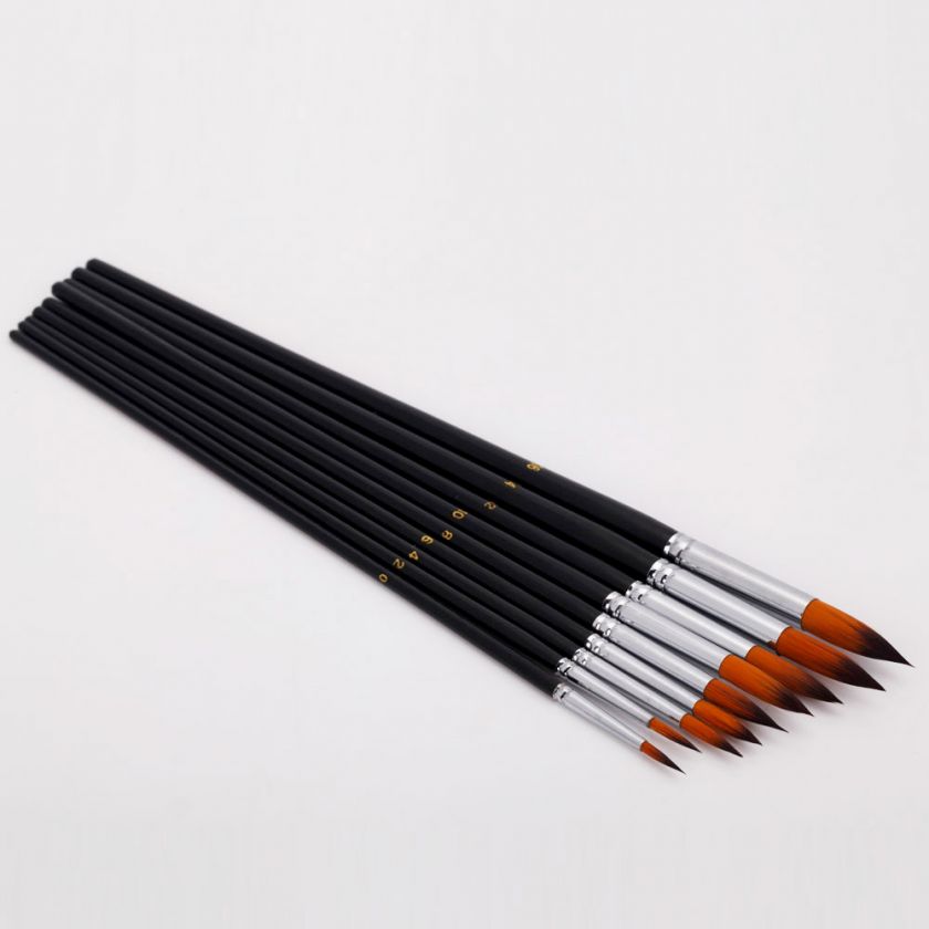   Paint Brush Set Round Pointed Tip Watercor Painting Brushes Pro  