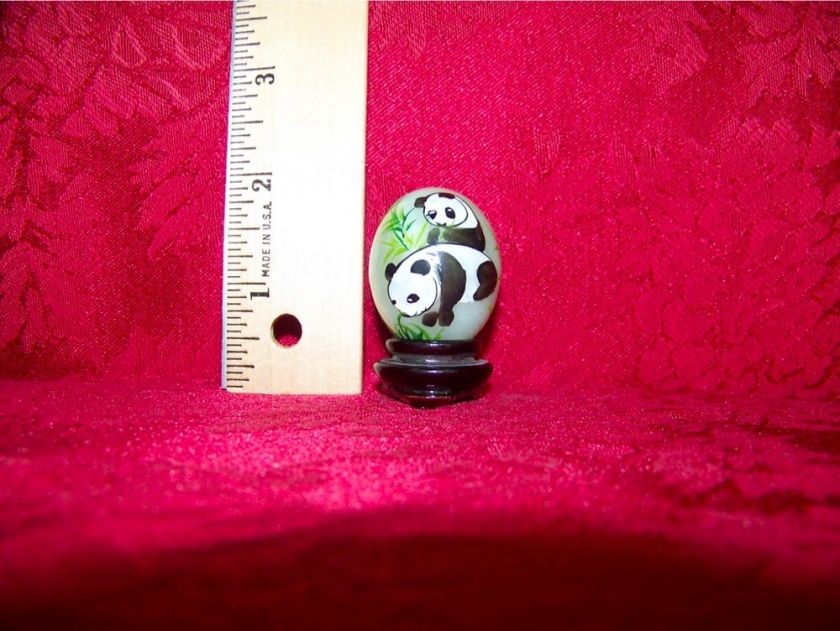 Jade Hand Painted Panda Egg  & Stand Made in China  