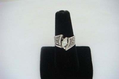 VINTAGE FILIGREE 14K WHITE GOLD 1/2 CARAT DIAMOND RING  