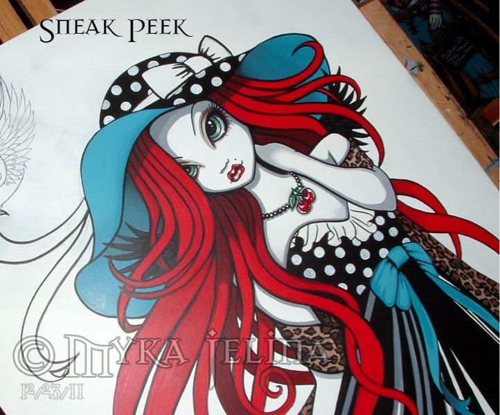 Rockabilly Swallow Tattoo Angel Original PAINTING Emma  