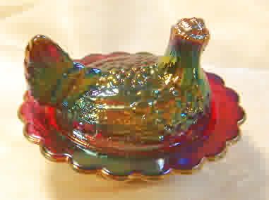   Hen on a nest salt dip measures 2 3/4 wide and stands 2 1/2 tall