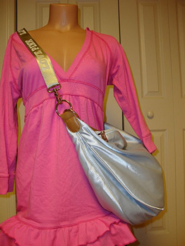 Victorias Secret PINK Metallic Silver Tote Handbag Bag  