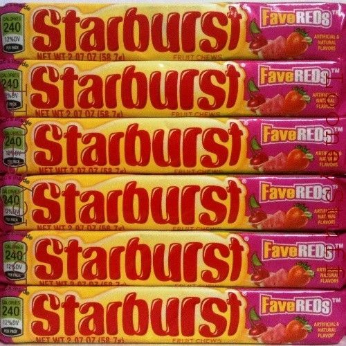 STARBURST FRUIT CHEWS   FAVEREDS   24 2.07oz Packs 04097002  