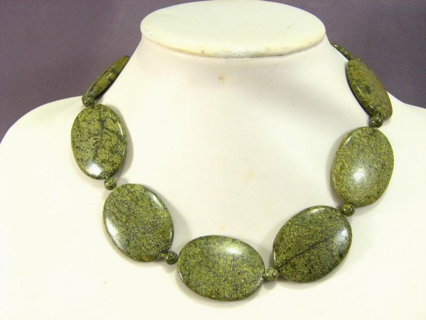 Necklace Algee Jasper 40mm Flat Ovals  