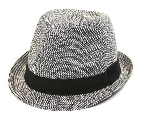 PAPER STRAW BRAID TRILBY FEDORA MEN & WOMEN BLACK S/M  