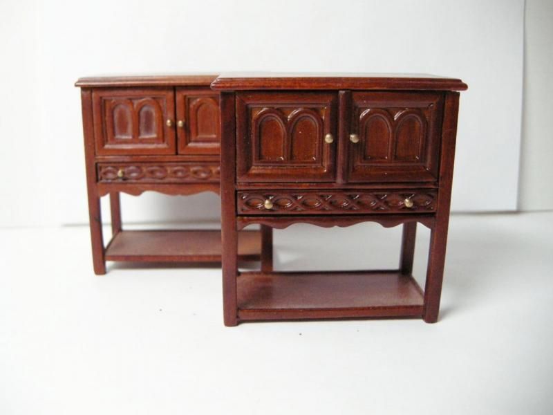   12 scale famous makers furniture tudor style walnut finish side