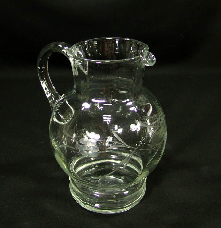 ART DECO BOHEMIAN CUT GLASS WATER WINE PITCHER EWER JUG  