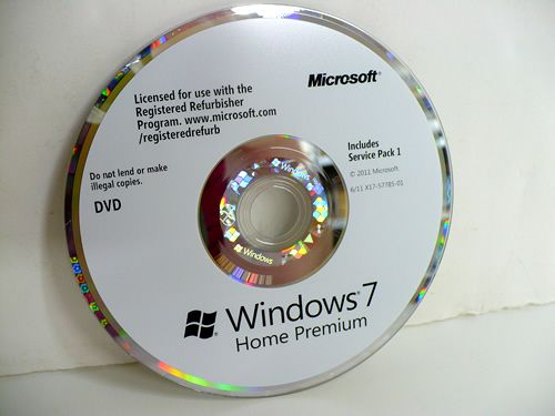 windows 7 home premium registered refurbisher disc is included