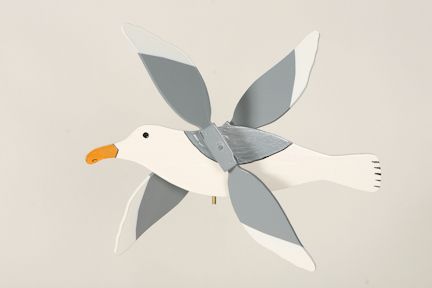 Sea Gull Bird Wooden Folk Art Wind Whirligig  